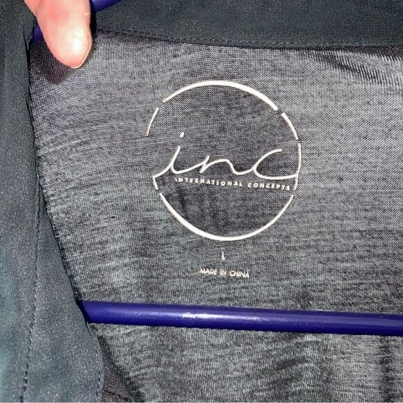 INC International Concepts Black Long Sleeve Button-Down Pleated Shirt Large - Picture 6 of 8